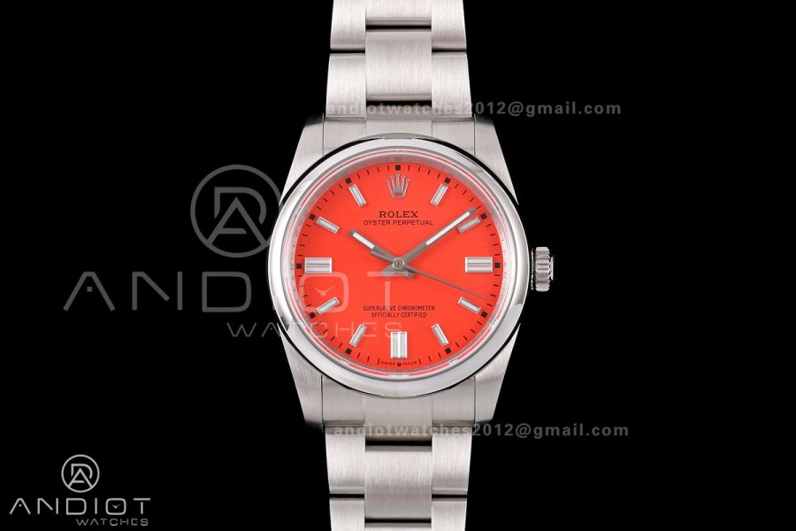 Oyster Perpetual 126000 36mm QF 1:1 Best Edition 904L Steel Red Dial JH3230 Free Sprung