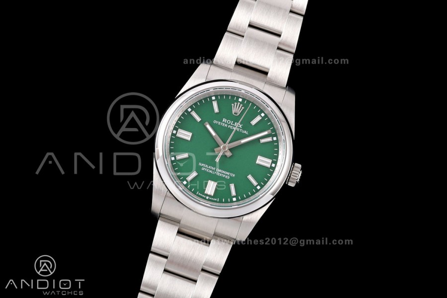 Oyster Perpetual 126000 36mm QF 1:1 Best Edition 904L Steel Green Dial JH3230 Free Sprung