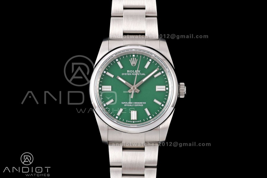 Oyster Perpetual 126000 36mm QF 1:1 Best Edition 904L Steel Green Dial JH3230 Free Sprung