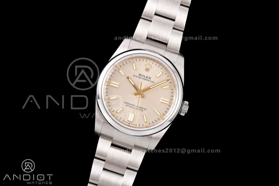 Oyster Perpetual 126000 36mm QF 1:1 Best Edition 904L Steel Champagne Dial JH3230 Free Sprung