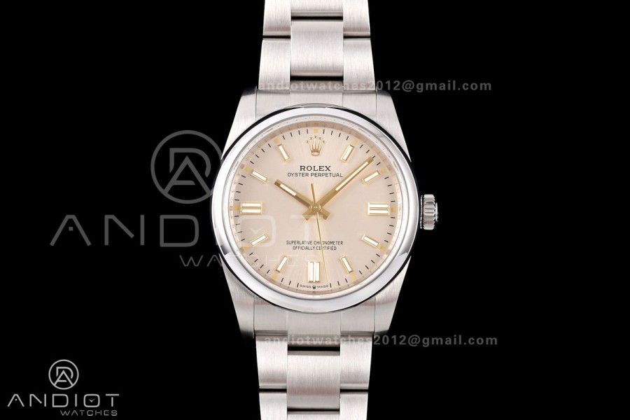 Oyster Perpetual 126000 36mm QF 1:1 Best Edition 904L Steel Champagne Dial JH3230 Free Sprung