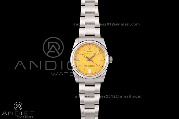 Oyster Perpetual 126000 36mm QF 1:1 Best Edition 904L Steel Yellow Dial JH3230 Free Sprung