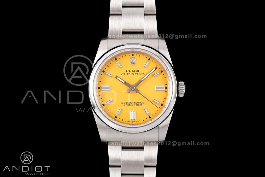 Oyster Perpetual 126000 36mm QF 1:1 Best Edition 904L Steel Yellow Dial JH3230 Free Sprung