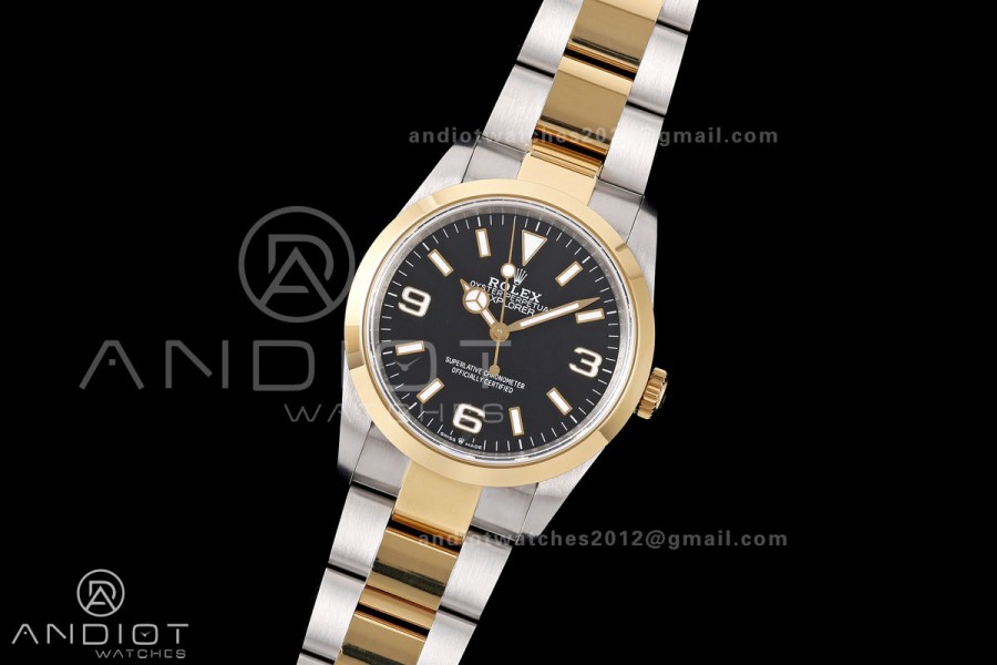 Explorer 36 124273 904L QF Best Edition Black Dial On SS/YG Bracelet SH3230 (Free Sprung)