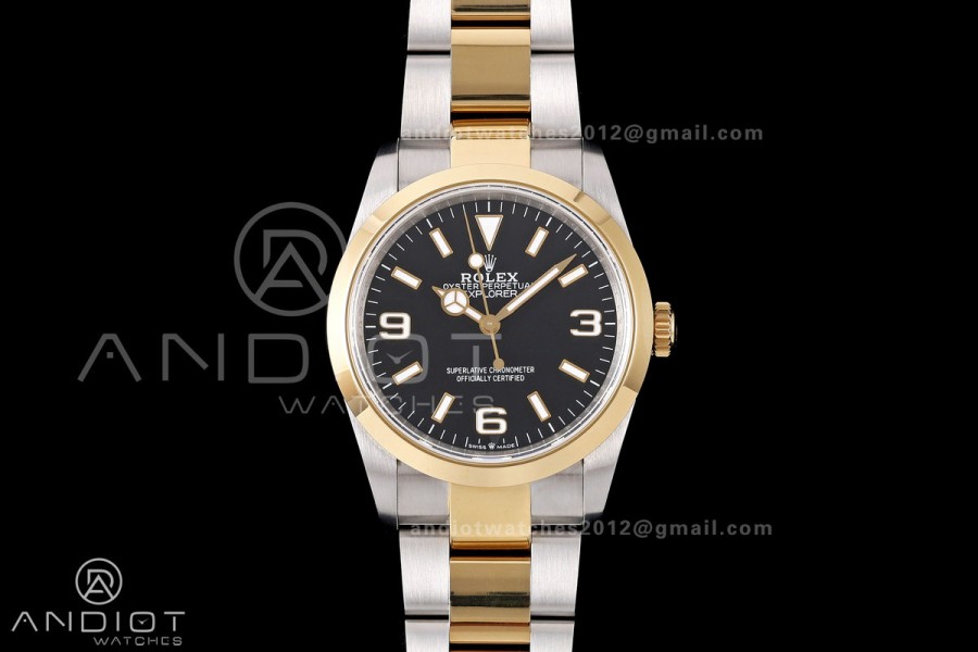 Explorer 36 124273 904L QF Best Edition Black Dial On SS/YG Bracelet SH3230 (Free Sprung)