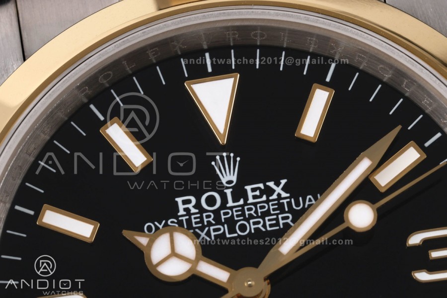 Explorer 36 124273 904L QF Best Edition Black Dial On SS/YG Bracelet SH3230 (Free Sprung)