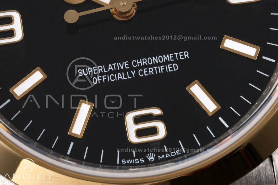 Explorer 36 124273 904L QF Best Edition Black Dial On SS/YG Bracelet SH3230 (Free Sprung)
