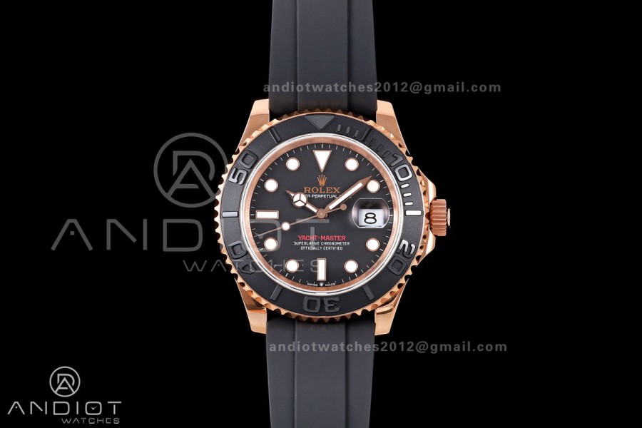 Yacht-Master 40mm 126655 RG QF 1:1 Best Edition on Oysterflex Strap JH3235 Weighted 143g (Free Sprung)