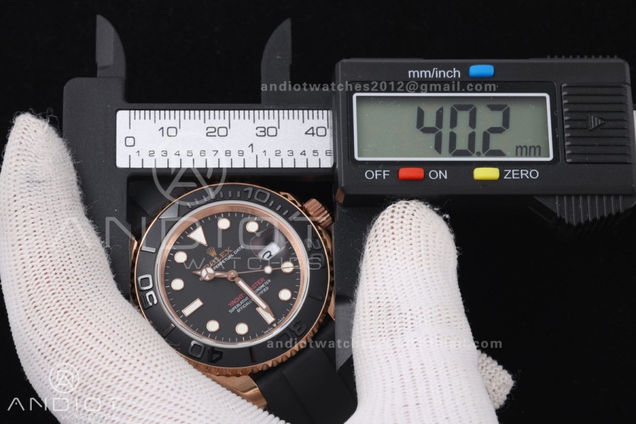 Yacht-Master 40mm 126655 RG QF 1:1 Best Edition on Oysterflex Strap JH3235 Weighted 143g (Free Sprung)