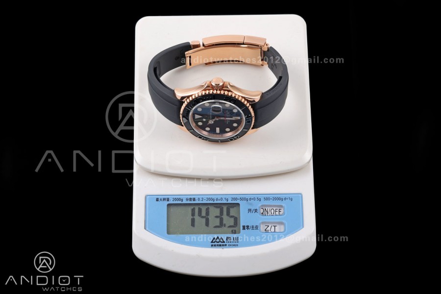 Yacht-Master 40mm 126655 RG QF 1:1 Best Edition on Oysterflex Strap JH3235 Weighted 143g (Free Sprung)