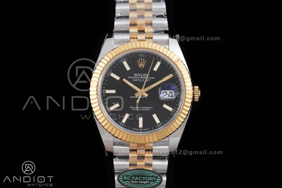DateJust 41 126333 RCF 1:1 Best Edition 904L Steel YG Stick Dial on Jubilee Bracelet RC3235