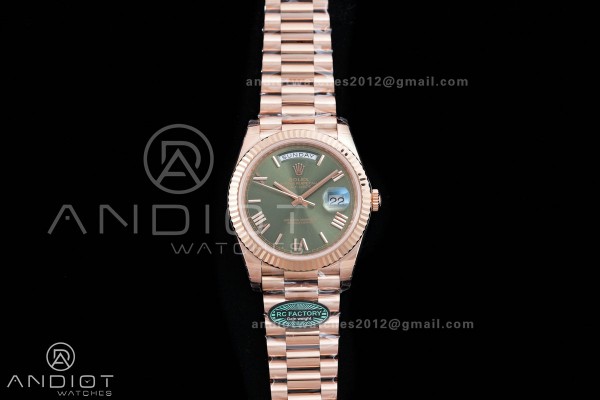 Day Date 40 RG 228235 RCF 1:1 Best Edition Green Roman Dial on President Bracelet VR3255 (211g)