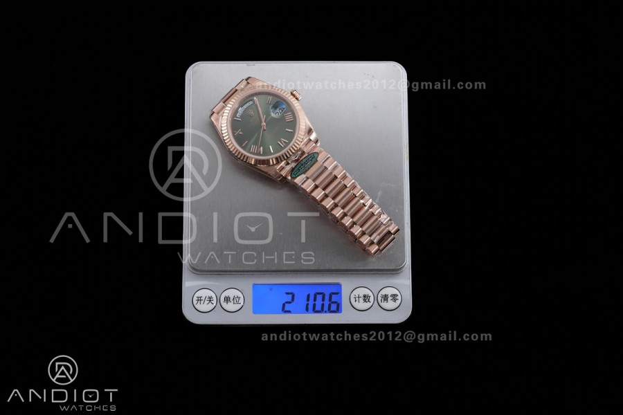 Day Date 40 RG 228235 RCF 1:1 Best Edition Green Roman Dial on President Bracelet VR3255 (211g)