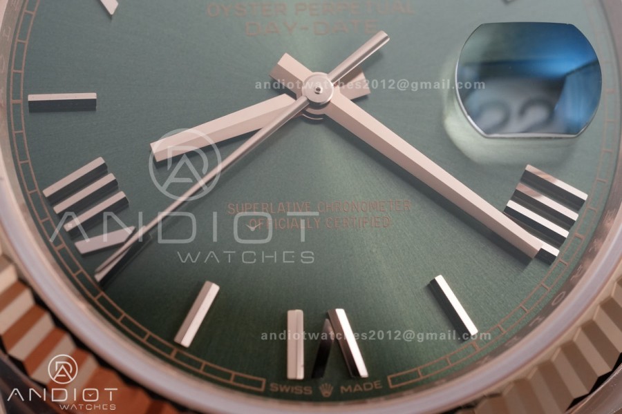 Day Date 40 RG 228235 RCF 1:1 Best Edition Green Roman Dial on President Bracelet VR3255 (211g)