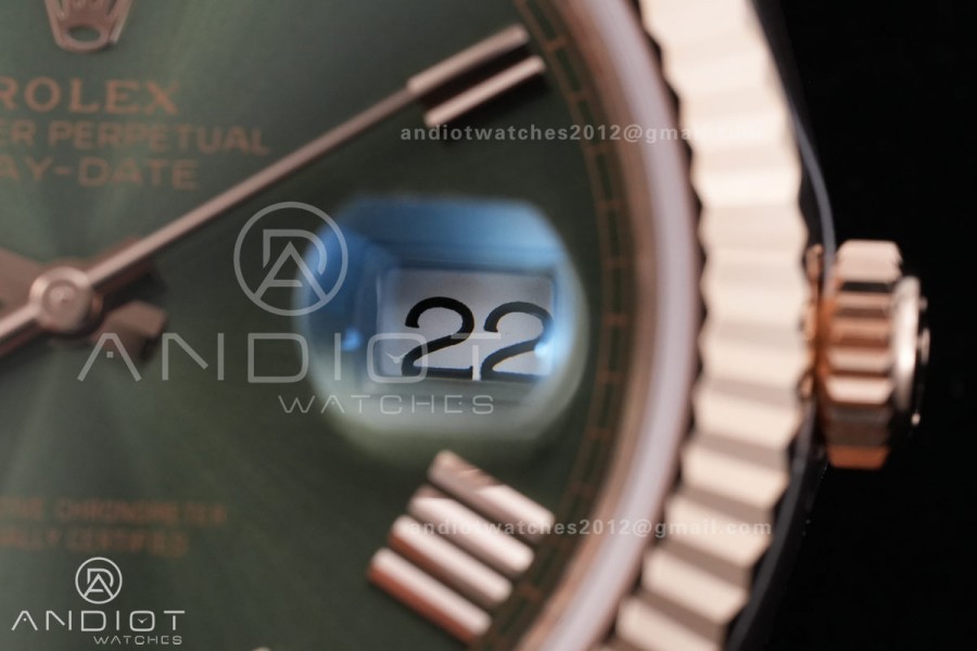 Day Date 40 RG 228235 RCF 1:1 Best Edition Green Roman Dial on President Bracelet VR3255 (211g)