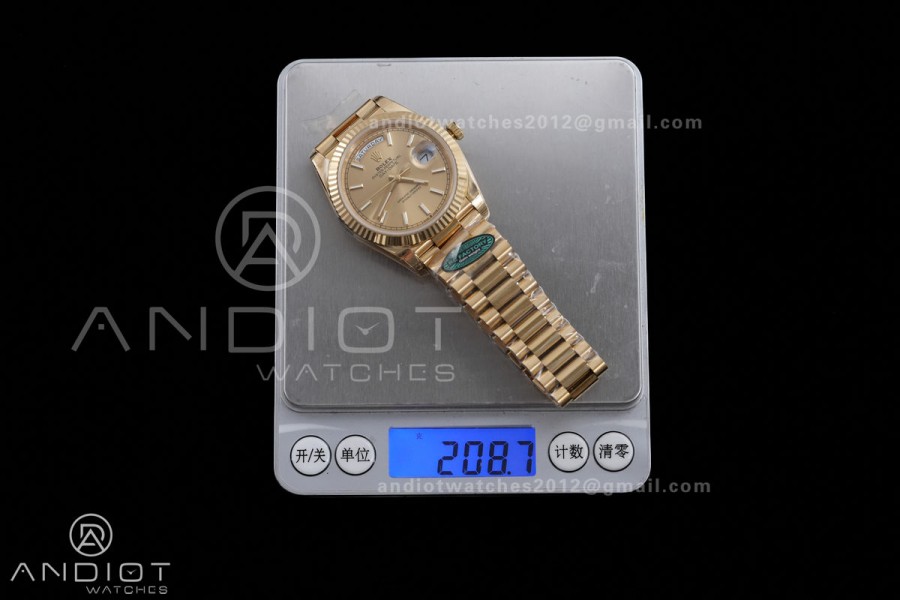 Day Date 40 YG 228238 RCF 1:1 Best Edition Gold Dial on President Bracelet VR3255 (211g)