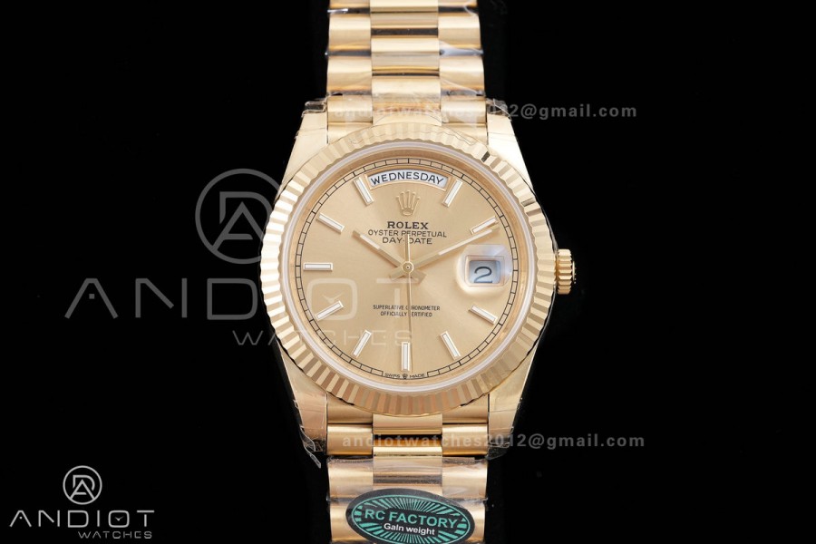 Day Date 40 YG 228238 RCF 1:1 Best Edition Gold Dial on President Bracelet VR3255 (211g)
