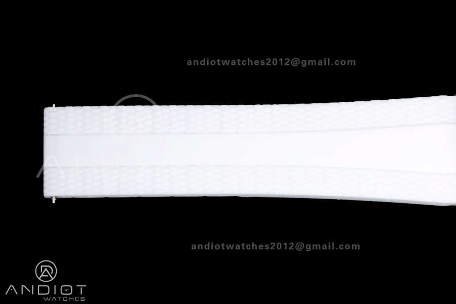 SuperOcean Automatic 42 SS BLF 1:1 Best Edition White Rainbow Dial on White Rubber Strap A2824