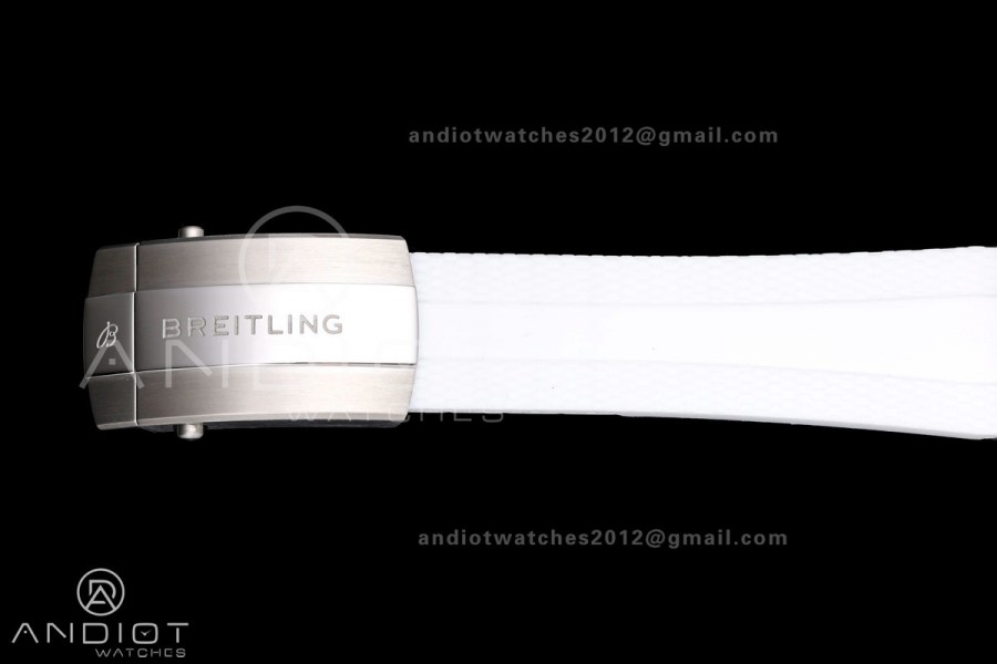 SuperOcean Automatic 42 SS BLF 1:1 Best Edition White Rainbow Dial on White Rubber Strap A2824
