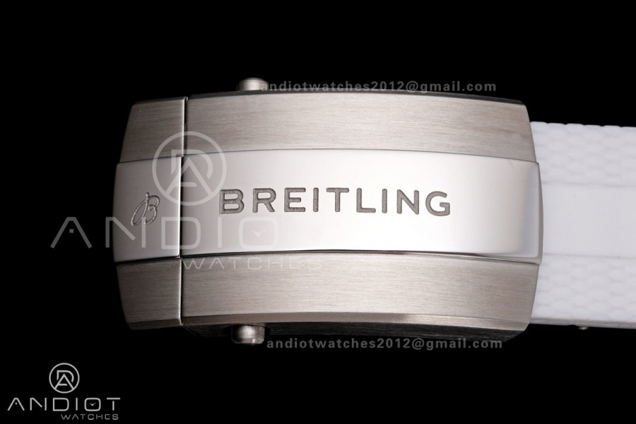 SuperOcean Automatic 42 SS BLF 1:1 Best Edition White Rainbow Dial on White Rubber Strap A2824