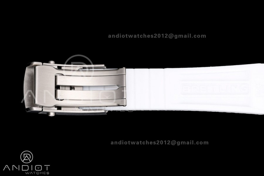 SuperOcean Automatic 42 SS BLF 1:1 Best Edition White Rainbow Dial on White Rubber Strap A2824