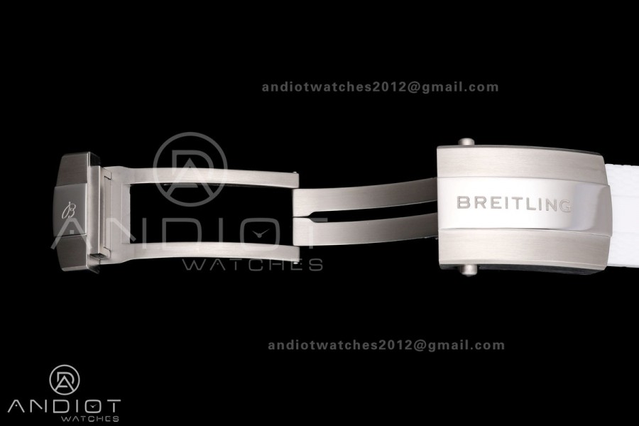SuperOcean Automatic 42 SS BLF 1:1 Best Edition White Rainbow Dial on White Rubber Strap A2824