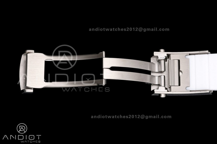 SuperOcean Automatic 42 SS BLF 1:1 Best Edition White Rainbow Dial on White Rubber Strap A2824