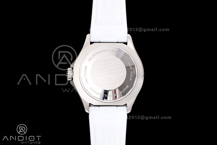 SuperOcean Automatic 42 SS BLF 1:1 Best Edition White Rainbow Dial on White Rubber Strap A2824