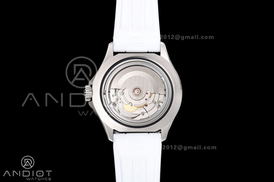 SuperOcean Automatic 42 SS BLF 1:1 Best Edition White Rainbow Dial on White Rubber Strap A2824