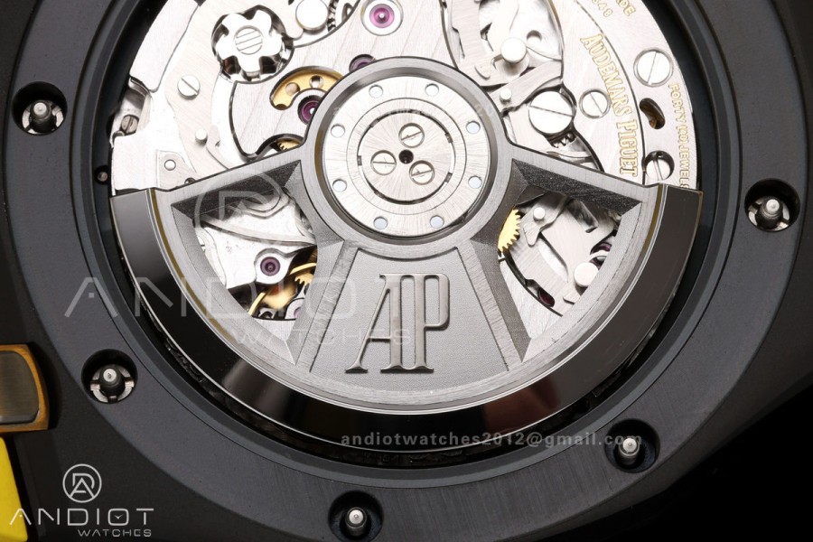 Royal Oak Offshore 26420 Black Ceramic DDF 1:1 Best Edition Black/YG Dial on Yellow Rubber Strap DD4401 Super Clone