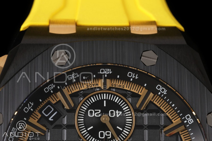 Royal Oak Offshore 26420 Black Ceramic DDF 1:1 Best Edition Black/YG Dial on Yellow Rubber Strap DD4401 Super Clone