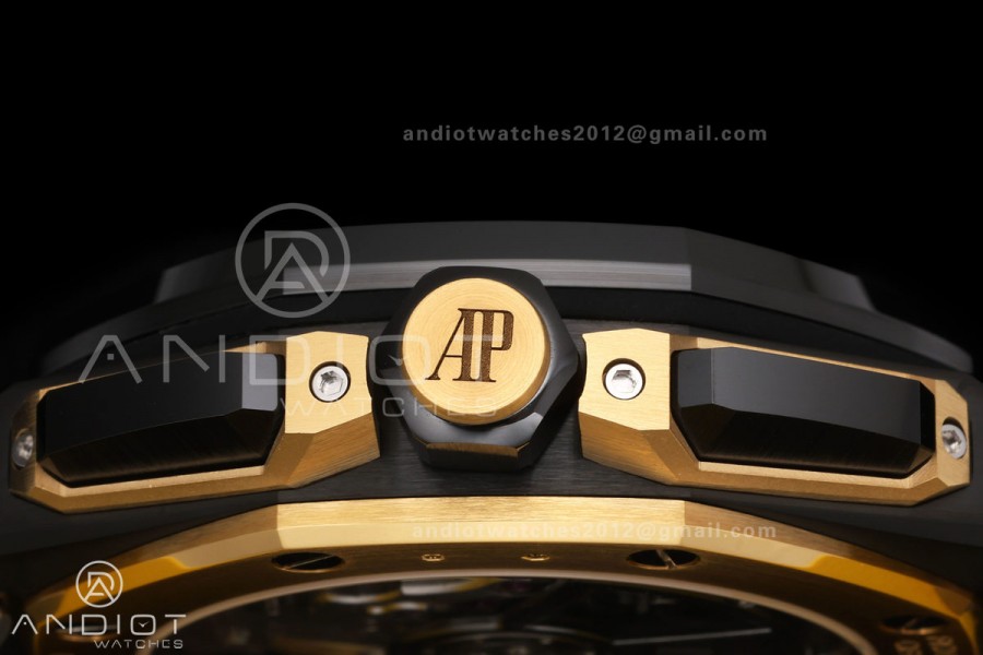 Royal Oak Offshore 26420 Black Ceramic DDF 1:1 Best Edition Black/YG Dial on Yellow Rubber Strap DD4401 Super Clone