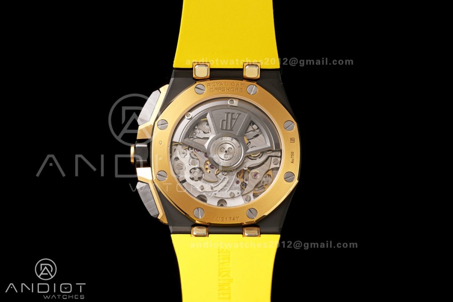 Royal Oak Offshore 26420 Black Ceramic DDF 1:1 Best Edition Black/YG Dial on Yellow Rubber Strap DD4401 Super Clone