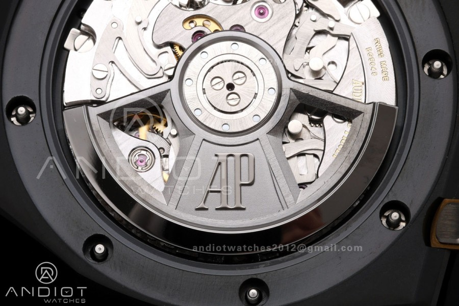 Royal Oak Offshore 26420 Black Ceramic DDF 1:1 Best Edition Black/YG Dial on Black Rubber Strap DD4401 Super Clone