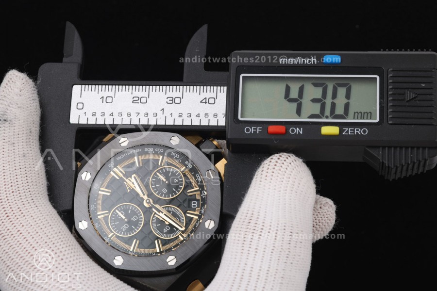 Royal Oak Offshore 26420 Black Ceramic DDF 1:1 Best Edition Black/YG Dial on Black Rubber Strap DD4401 Super Clone