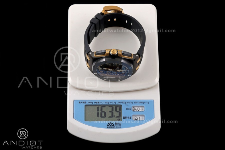 Royal Oak Offshore 26420 Black Ceramic DDF 1:1 Best Edition Black/YG Dial on Black Rubber Strap DD4401 Super Clone