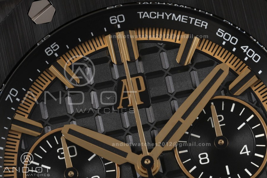 Royal Oak Offshore 26420 Black Ceramic DDF 1:1 Best Edition Black/YG Dial on Black Rubber Strap DD4401 Super Clone