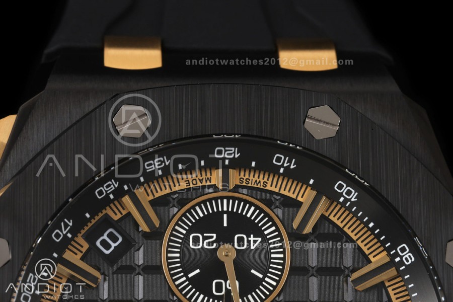 Royal Oak Offshore 26420 Black Ceramic DDF 1:1 Best Edition Black/YG Dial on Black Rubber Strap DD4401 Super Clone