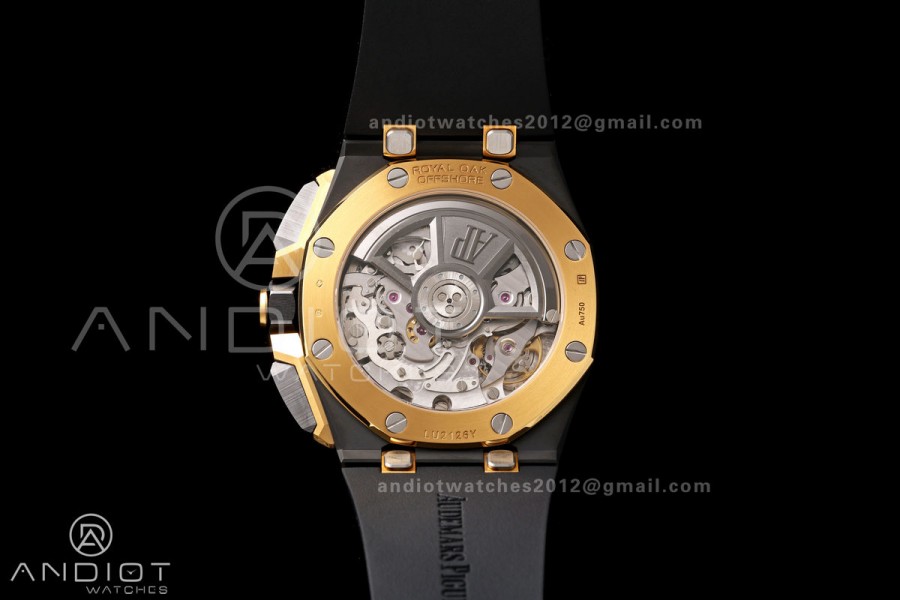 Royal Oak Offshore 26420 Black Ceramic DDF 1:1 Best Edition Black/YG Dial on Black Rubber Strap DD4401 Super Clone