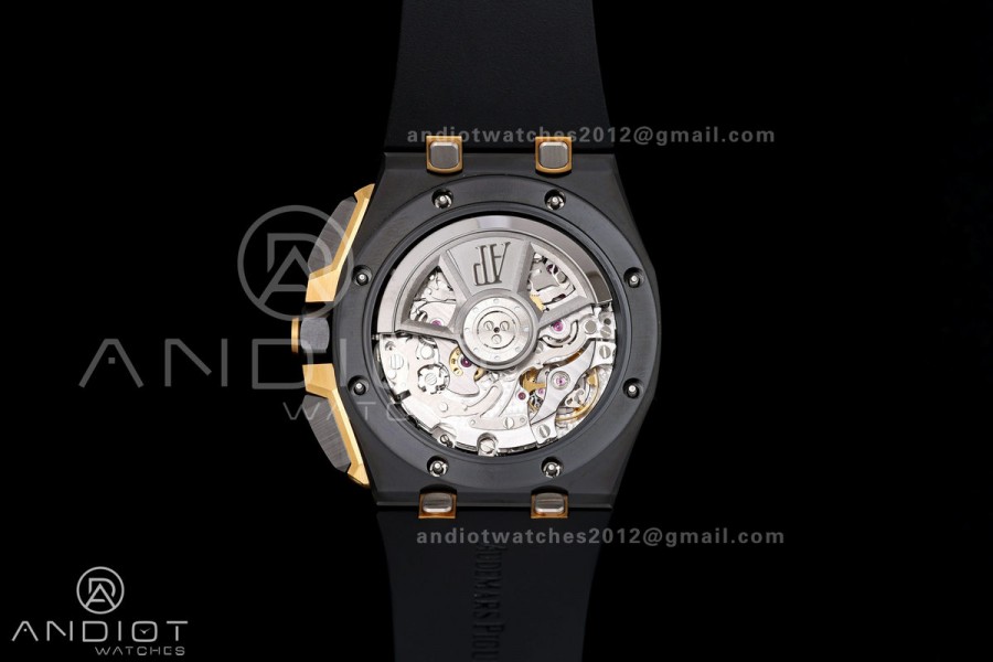 Royal Oak Offshore 26420 Black Ceramic DDF 1:1 Best Edition Black/YG Dial on Black Rubber Strap DD4401 Super Clone