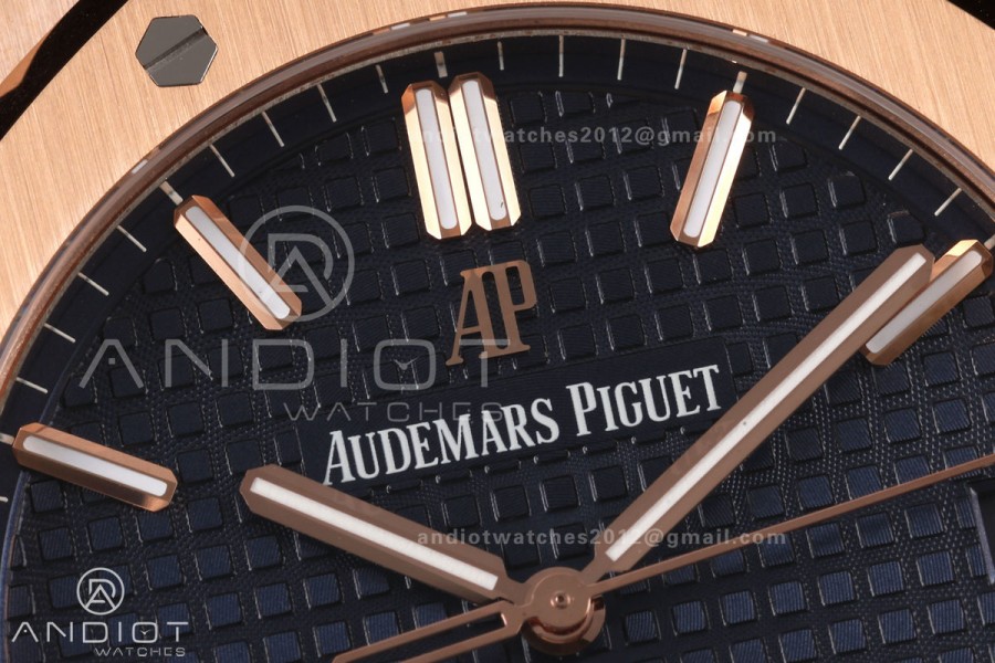 Royal Oak 41mm 15500 RG DDF 1:1 Best Edition Blue Dial on RG Bracelet DD4302 Super Clone (Weighted)