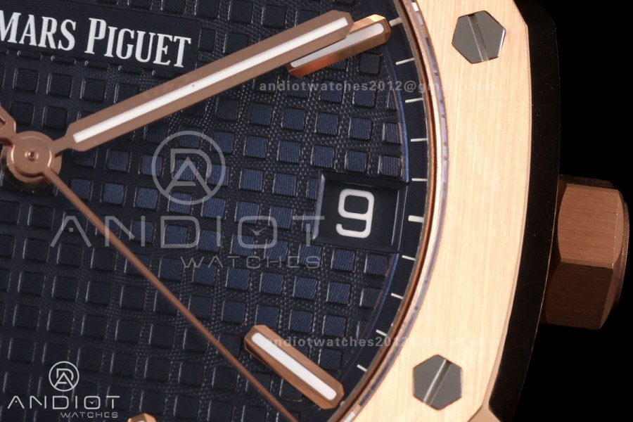 Royal Oak 41mm 15500 RG DDF 1:1 Best Edition Blue Dial on RG Bracelet DD4302 Super Clone (Weighted)