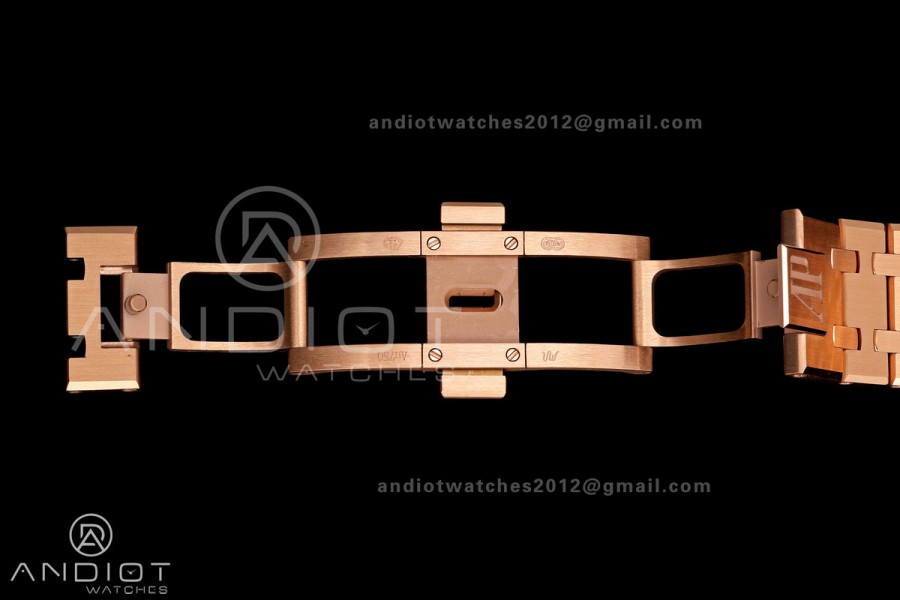 Royal Oak 41mm 15500 RG DDF 1:1 Best Edition Black Dial on RG Bracelet DD4302 Super Clone (Weighted)