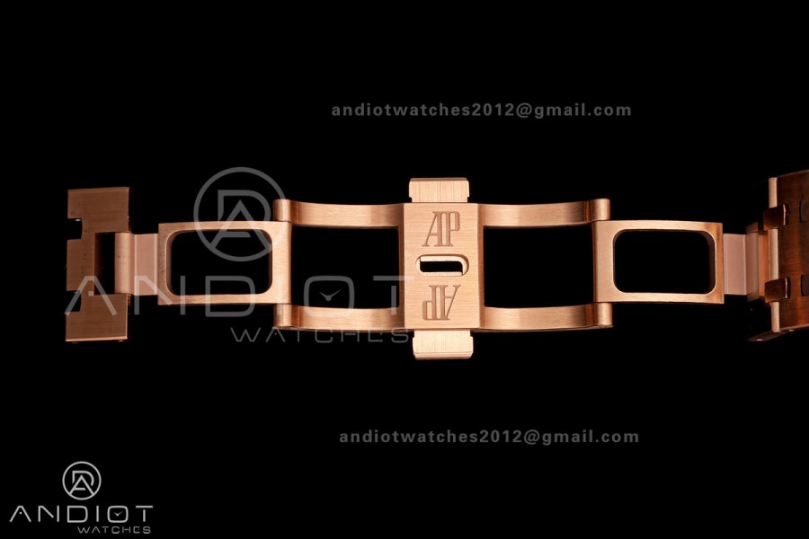 Royal Oak 41mm 15500 RG DDF 1:1 Best Edition Black Dial on RG Bracelet DD4302 Super Clone (Weighted)