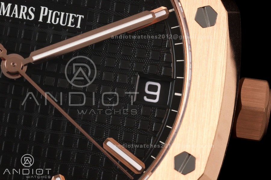 Royal Oak 41mm 15500 RG DDF 1:1 Best Edition Black Dial on RG Bracelet DD4302 Super Clone (Weighted)