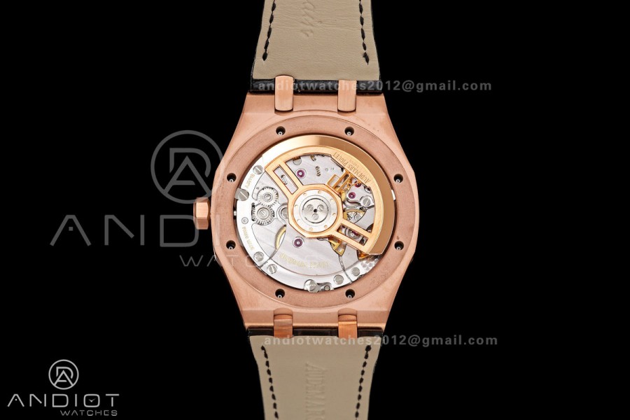 Royal Oak 41mm 15500 RG DDF 1:1 Best Edition Black Dial on Black Leather Strap DD4302 Super Clone (Weighted)
