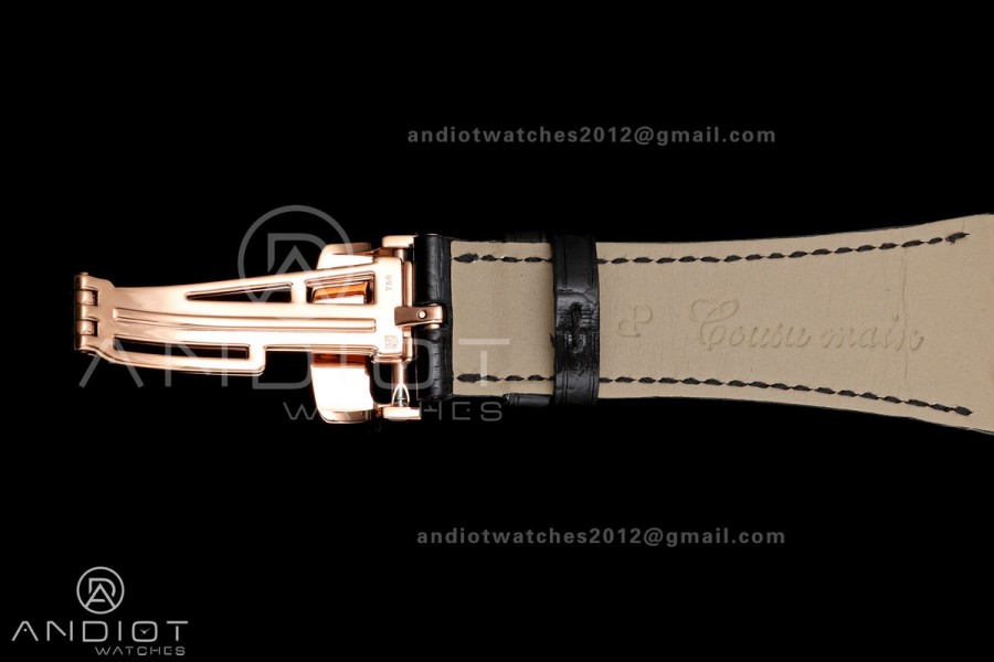 Royal Oak 41mm 15500 RG DDF 1:1 Best Edition Black Dial on Black Leather Strap DD4302 Super Clone (Weighted)