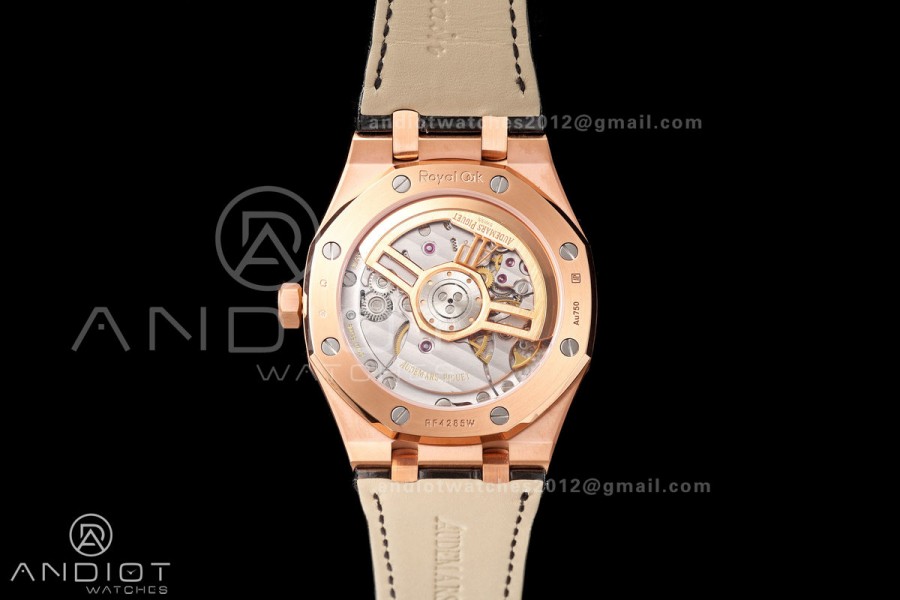 Royal Oak 41mm 15500 RG DDF 1:1 Best Edition Black Dial on Black Leather Strap DD4302 Super Clone (Weighted)