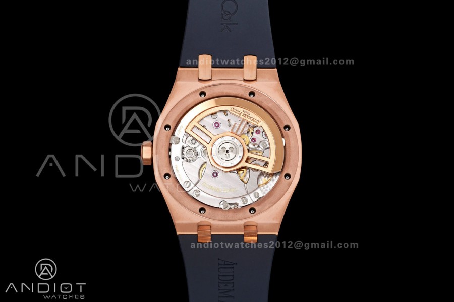Royal Oak 41mm 15500 RG DDF 1:1 Best Edition Blue Dial on Blue Rubber Strap DD4302 Super Clone (Weighted)