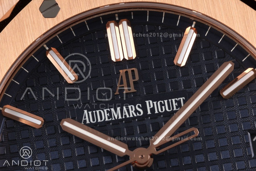 Royal Oak 41mm 15500 RG DDF 1:1 Best Edition Blue Dial on Blue Rubber Strap DD4302 Super Clone (Weighted)